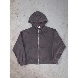 HM Divided Mens Washed Black Full Zip Hoodie Fleece Sweatshirt Gray Size M